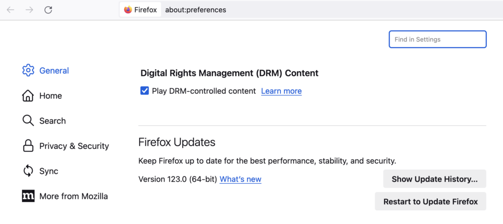 Enable DRM in Firefox